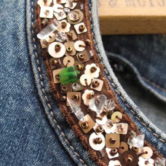 Blue Denim Beaded Jean Jacket - Picture 4 of 7
